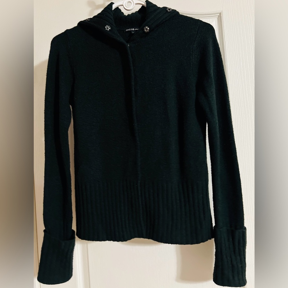 Jacob Black Ribbed-Hem Hoodie Sweater